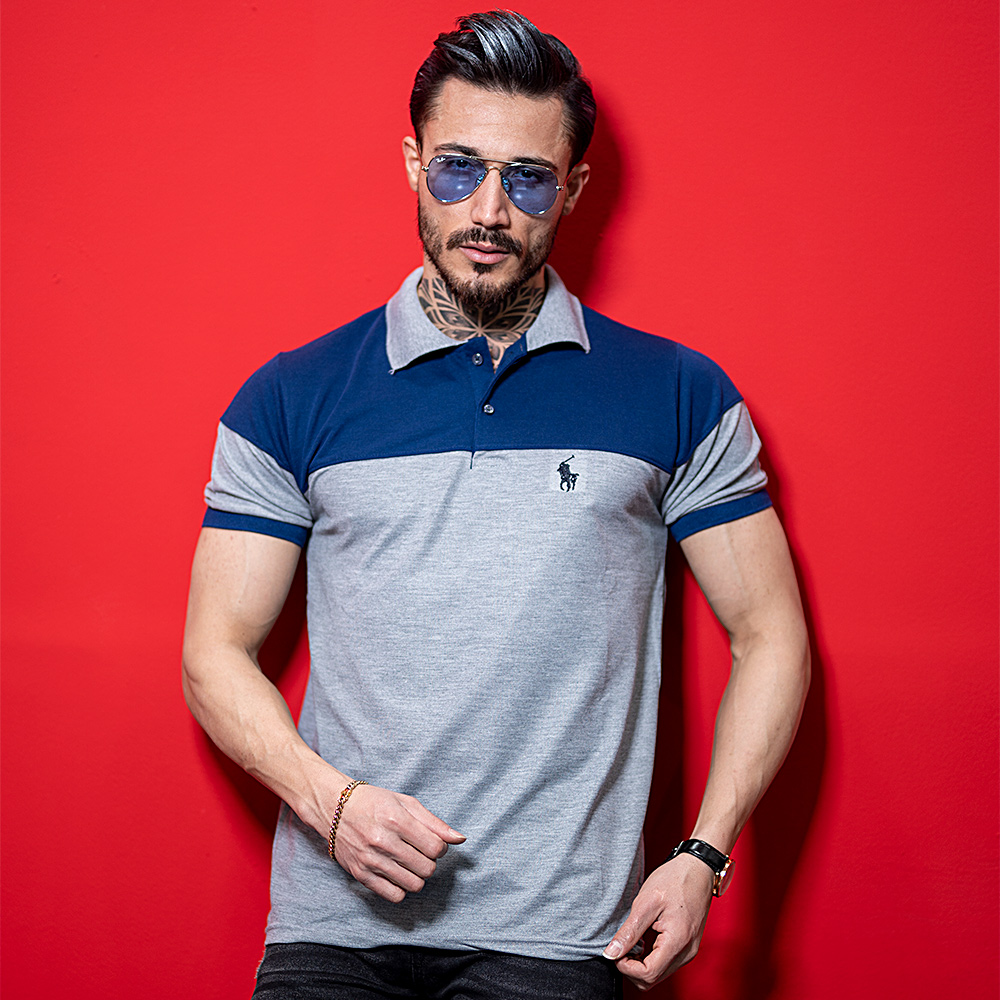 پولو شرت polo طوسی سرمه ای